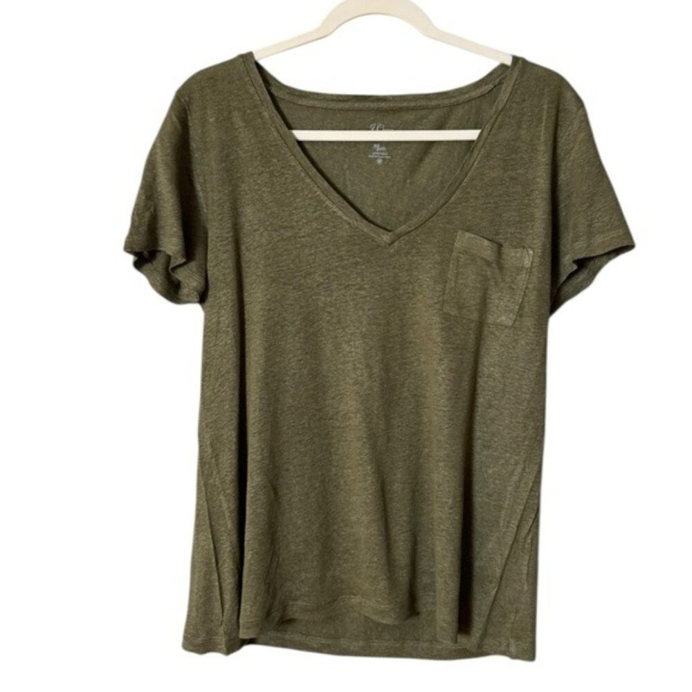 J. Crew Olive Green V-Neck Short Sleeve Tee